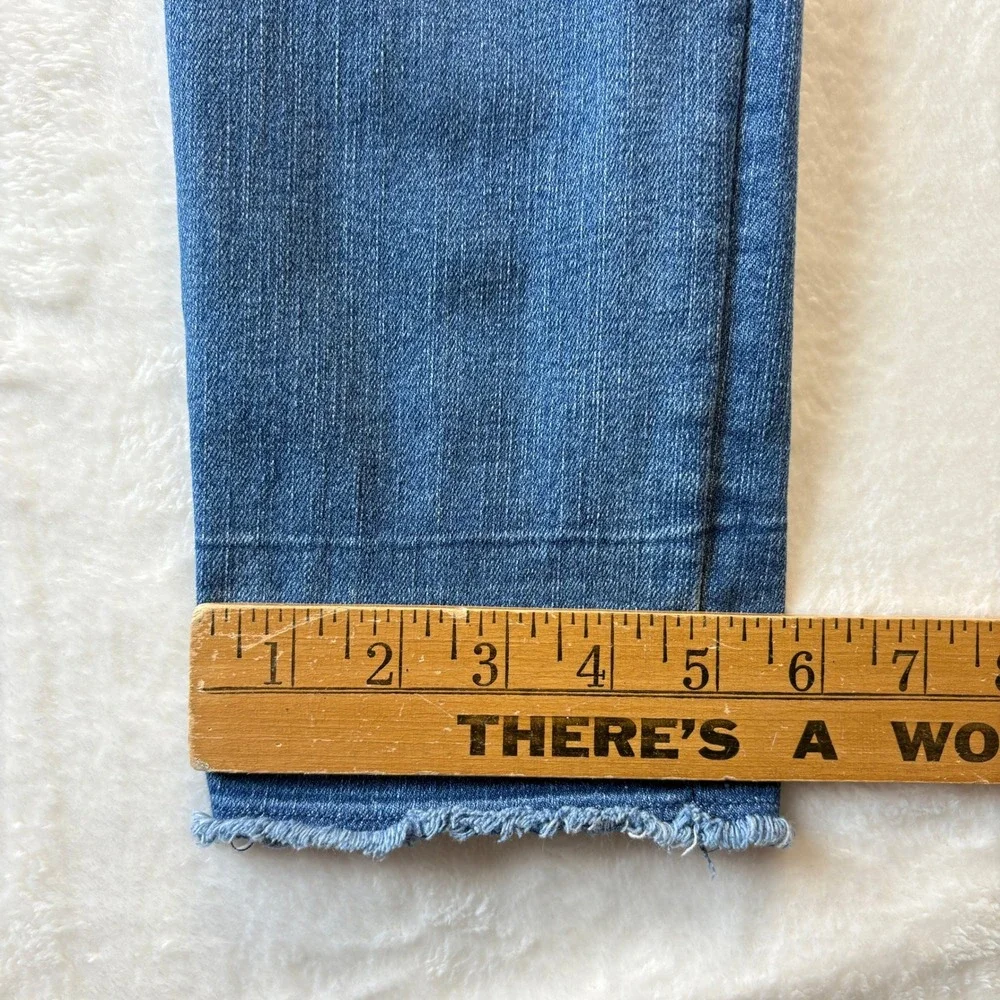 Gap Teen Jeans‎ Girls Sz 16 Blue Sky High Skinny Ankle Distressed Raw Hem Denim